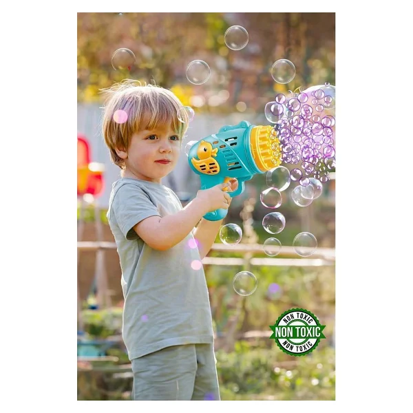 Duck Çok Delikli Pilli Köpük Atan Tabanca Oyuncağı 23 Delikli Bubble Gun (Pembe) - Görsel 5