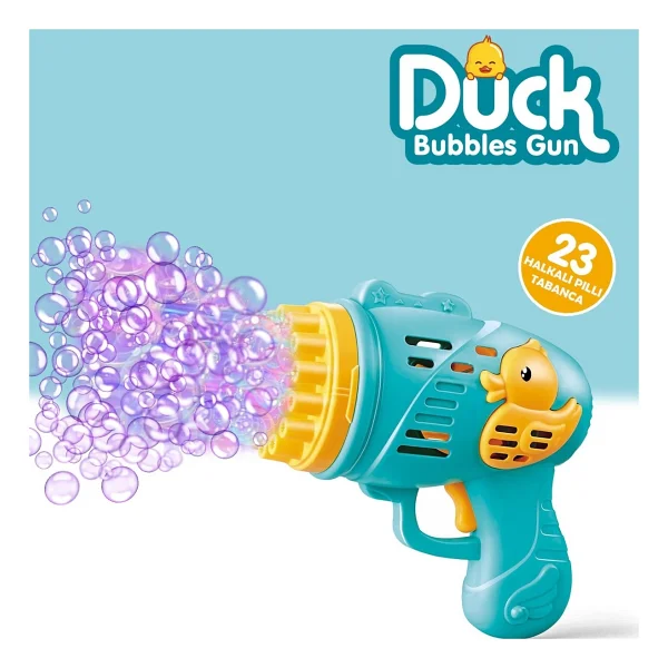 Duck Çok Delikli Pilli Köpük Atan Tabanca Oyuncağı 23 Delikli Bubble Gun (Pembe) - Görsel 7