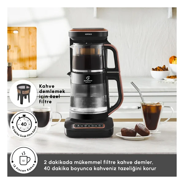 Karaca Çaysever Robotea Pro Connect 4in1 2500 W Rose Gold Konuşan Cam Çay Makinesi - Görsel 6