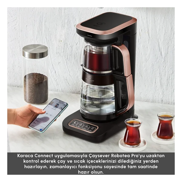 Karaca Çaysever Robotea Pro Connect 4in1 2500 W Rose Gold Konuşan Cam Çay Makinesi - Görsel 8