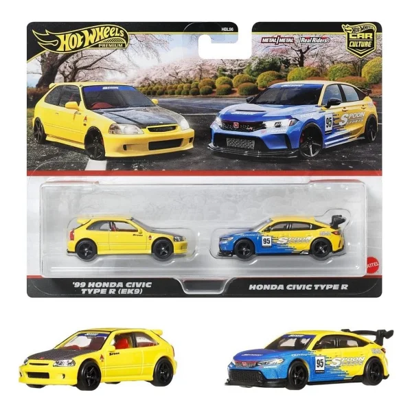 Hot Wheels Premium Car Culture '99 Honda Civic Type R (Ek9) Ve Honda Civic Type R 2'li Araba Seti Hbl96-Jbl00 - Görsel 6