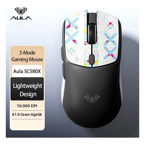 Aula Sc580x Lightweight Siyah Şarjlı Makrolu Ergonomik Optik Kablolu/Kablosuz Oyuncu Mouse - Görsel 3