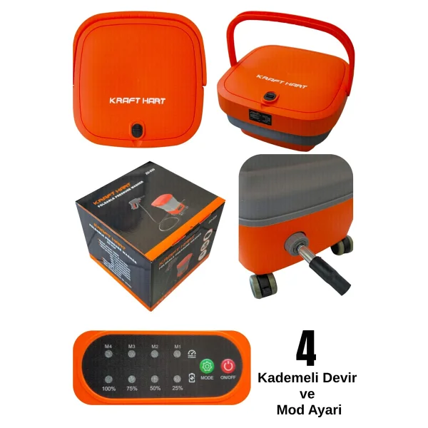 Kraft Hart 21v 4ah Kömürsüz Çift Akülü Katlanabilir Basınçlı Yıkama Makinesi 50 Bar Basınç Oto Araba Bahçe - Görsel 3