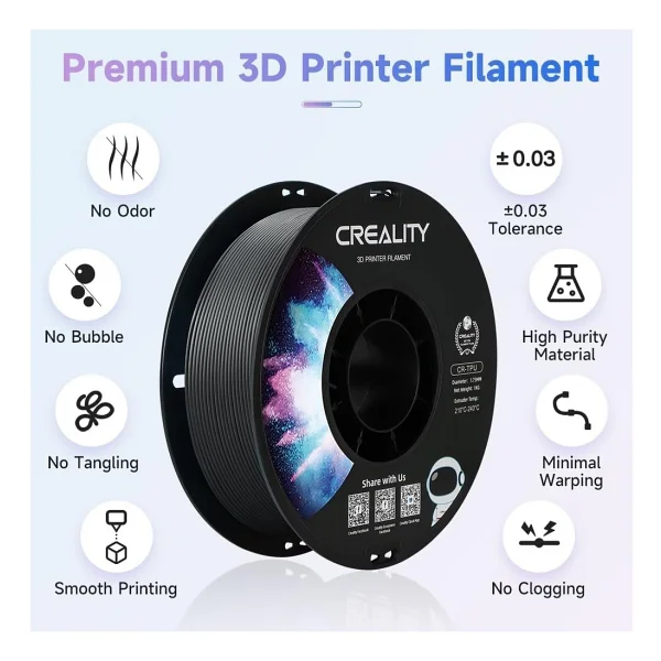 Creality Cr-Tpu 1.75 Mm 1 Kg Siyah Filament - Görsel 2