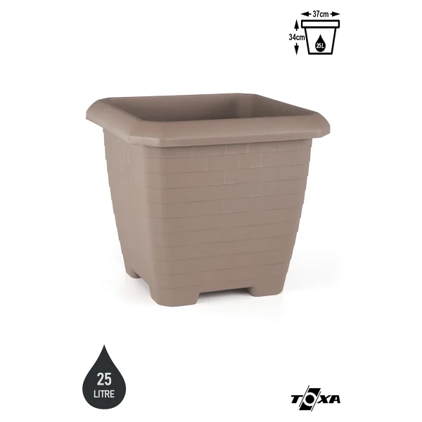 Toxa 44 Litre Tabaksız Antrasit Kare Büyük Boy Plastik Bahçe Çiçek Saksısı Hisar Kale No4 - Görsel 6