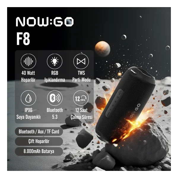 Nowgo F8 Yeşil Bluetooth Hoparlör - Görsel 9