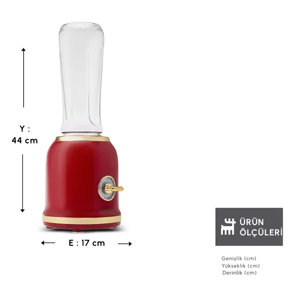 Karaca Retro Personal Kişisel Smoothie Blender Kırmızı - Görsel 3