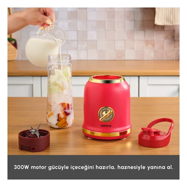Karaca Retro Personal Kişisel Smoothie Blender Kırmızı - Görsel 5