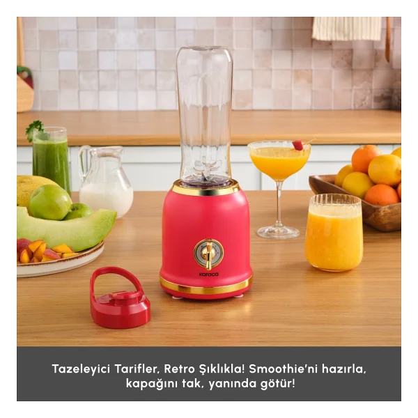 Karaca Retro Personal Kişisel Smoothie Blender Kırmızı - Görsel 7