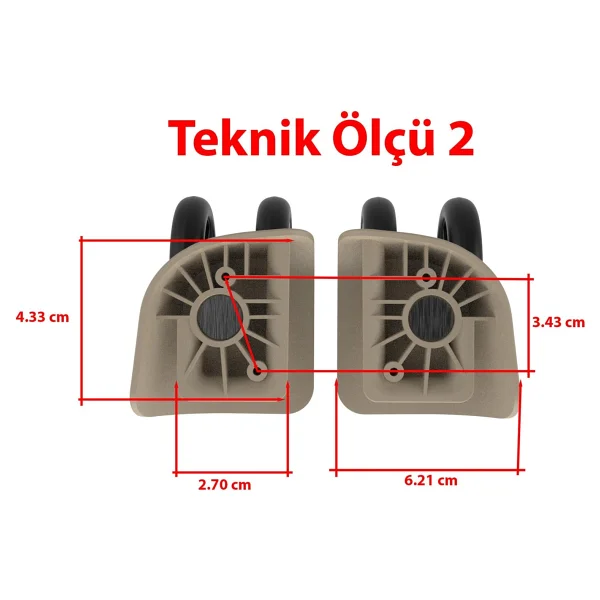 Keo-Plus Pp Valiz Tekerleği Sağ Ve Sol Krem Renk - Görsel 2