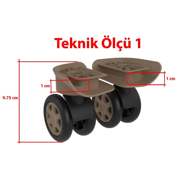 Keo-Plus Pp Valiz Tekerleği Sağ Ve Sol Pudra Renk - Görsel 5