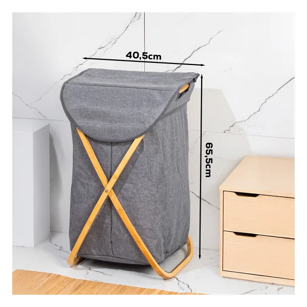 Porsima Mio-101 Bambu Banyo Kirli Çamaşır Sepeti Banyo Düzenleyici Sepet 44x66 Cm - Görsel 8
