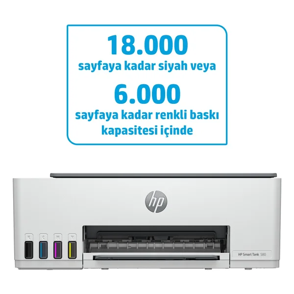 Hp Smart Tank 580 1f3y2a Wi-Fi + Tarayıcı + Fotokopi Renkli Çok Fonksiyonlu Mürekkep Püskürtmeli Yazıcı - Görsel 2