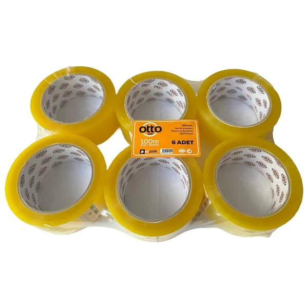 Otto Bant Şeffaf Koli Bandı Bantı / 45 mm x 100 Metre / 6 Adetlik 5 Paket - Görsel 2
