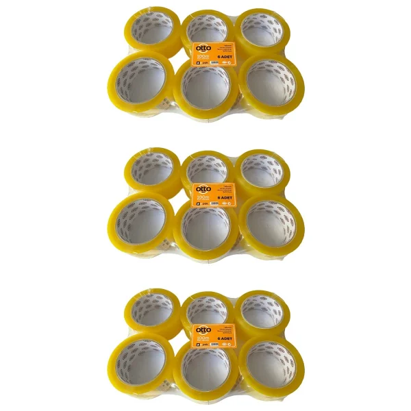 Otto Bant Şeffaf Koli Bandı Bantı / 45 mm x 100 Metre / 6 Adetlik 3 Paket - Görsel 5