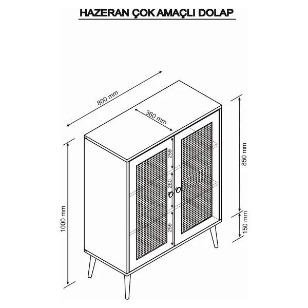 Just Home Hazeran 2 Kapaklı Çok Amaçlı Dolap - Görsel 10
