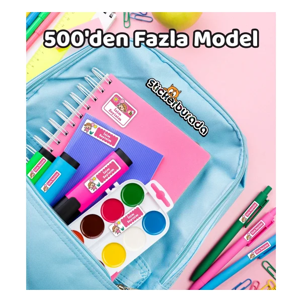 Sb Store Okul Kreş İsim Etiketi Kalem Defter Özel İsim Yazılabilen Etiket Seti Model 36 - 224 Adet - Görsel 3