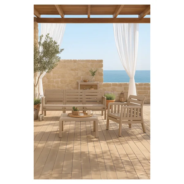Sandalie Lara 3+1+1+Sehpa Mindersiz Cappuccino Bahçe & Balkon Takımı - Görsel 3