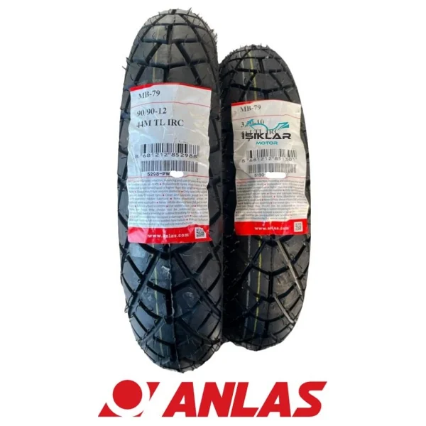Anlas 3.50-10 90/90-12 Ön Arka Lastik Takım Anlas Irc MB 79 2025 Üretim Anl0081 - Görsel 2