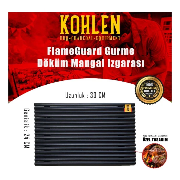 Kohlen Döküm Mangal Gurme Izgarası - Özel Tasarım-Mükemmel Mühürleme-Bbq Döküm Izgarası-Yapışmaz Yüzey - Görsel 8