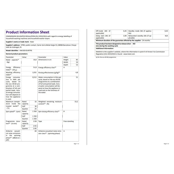 Haier Hw100-B14979 10 Kg 1400 Devir Çamaşır Makinesi - Görsel 6