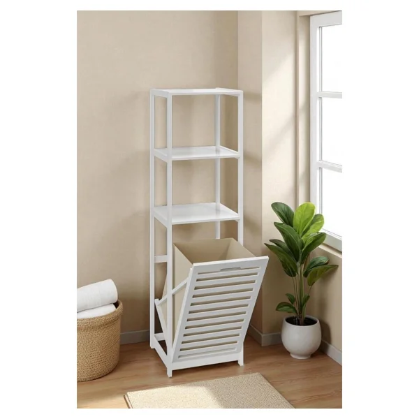 Digithome Bambu Kirli Sepetli 3 Raflı Çok Amaçlı Banyo Düzenleyici Çamaşır Sepeti Organizer Db-0002 - Görsel 8