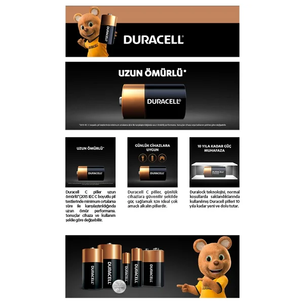 Duracell Alkalin C Orta Boy Pil 2'li - Görsel 8
