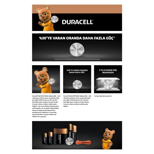 Duracell Lr44 10'lu Alkalin Düğme Pil - Görsel 8