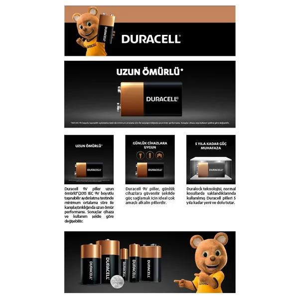 Duracell 6lr61/Mn1604 9v Alkalin Pil - Görsel 8