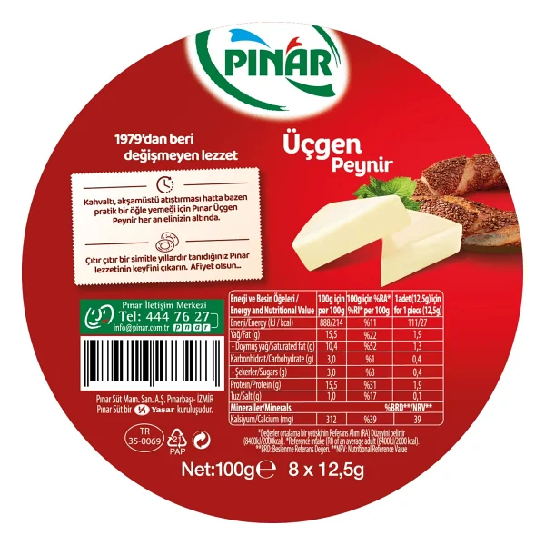 Pınar Üçgen Peynir 8x12.5 Gr 3'lü - Görsel 2