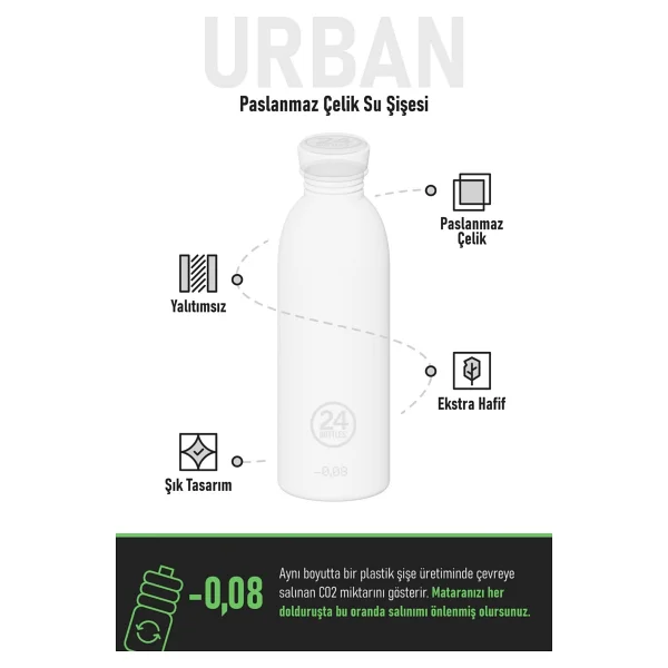 24 Bottles Urban Bottle Erica Paslanmaz Çelik Su Şişesi 1000 Ml - Mor - Görsel 4