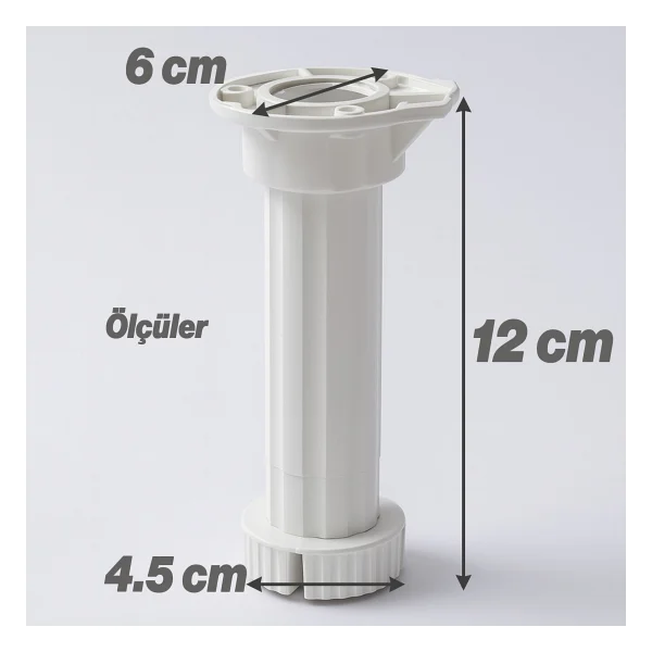 Ayarlanabilir 10 Adet 12 Cm Plastik Ayak Dolap Mobilya Tezgah Yükseltici Yükseltme Ayağı Ayakları - Görsel 2