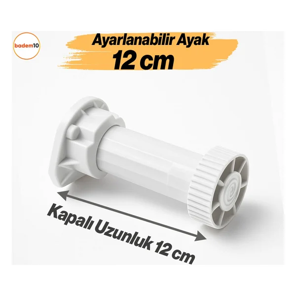 Ayarlanabilir 10 Adet 12 Cm Plastik Ayak Dolap Mobilya Tezgah Yükseltici Yükseltme Ayağı Ayakları - Görsel 3