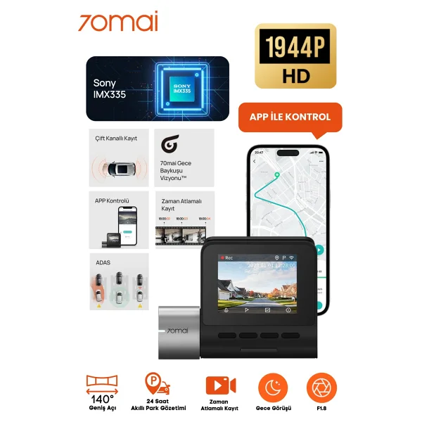 70mai A500s Pro Plus 2k Ön Araç Kamerası - Görsel 10