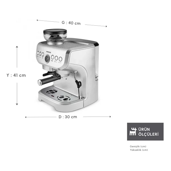 Karaca Coffee Art Barista Öğütücülü Espresso Makinesi - Görsel 2