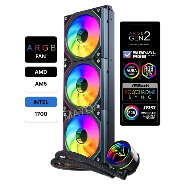 Gametech Hydra Ahd360b Argb 360 Mm Siyah İşlemci Sıvı Soğutucu - Görsel 7