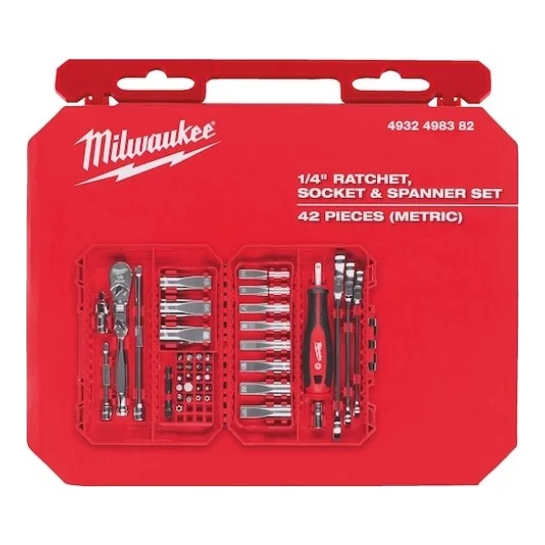 Milwaukee 1/4 İnç 42 Parça Cırcır Tornavida Kollu Lokma Takımı - Görsel 3