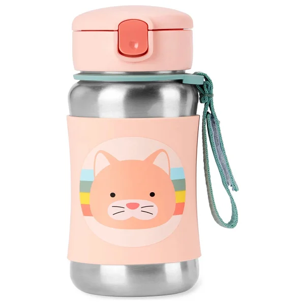 Skip Hop Zoo Kedi 350 Ml Pipetli Paslanmaz Çelik Suluk - Görsel 2