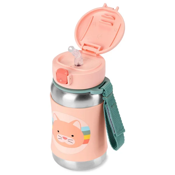 Skip Hop Zoo Kedi 350 Ml Pipetli Paslanmaz Çelik Suluk - Görsel 3