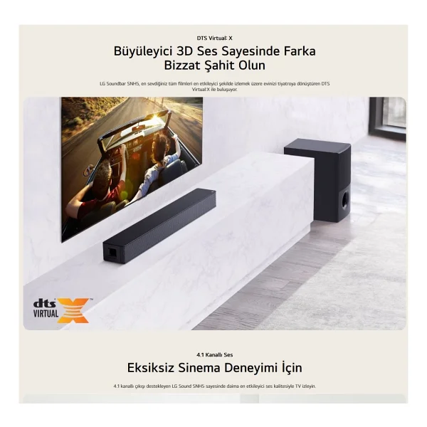 Lg 600w Yüksek Ses Ve İade, 4.1 Kanal Sinema Deneyimi, Kablosuz Bluetooth Optik, Hdmı Ve USB Ses Sistemi Ev Sinema & Soundbar + Hdmı Kablosu - Görsel 3