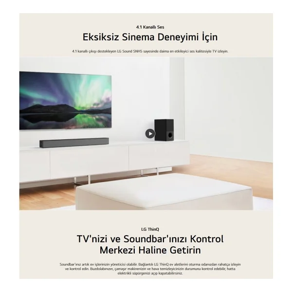 Lg 600w Yüksek Ses Ve İade, 4.1 Kanal Sinema Deneyimi, Kablosuz Bluetooth Optik, Hdmı Ve USB Ses Sistemi Ev Sinema & Soundbar + Hdmı Kablosu - Görsel 4