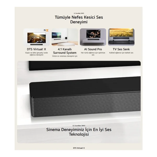 Lg 600w Yüksek Ses Ve İade, 4.1 Kanal Sinema Deneyimi, Kablosuz Bluetooth Optik, Hdmı Ve USB Ses Sistemi Ev Sinema & Soundbar + Hdmı Kablosu - Görsel 6
