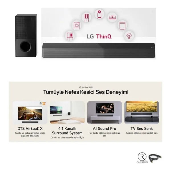 Lg 600w Yüksek Ses Ve İade, 4.1 Kanal Sinema Deneyimi, Kablosuz Bluetooth Optik, Hdmı Ve USB Ses Sistemi Ev Sinema & Soundbar + Hdmı Kablosu - Görsel 9