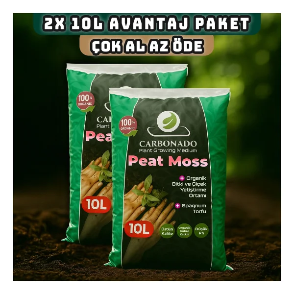 Peat Moss 10l X2 Organik Saksı Toprağı Yüksek Su Tutan Torf Avantaj Paket - Görsel 2