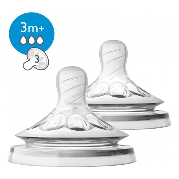 Philips Avent Natural Biberon Emziği Silikon 3 Delik Akış İle 2'li Set +3 Ay Kullanım - Görsel 6
