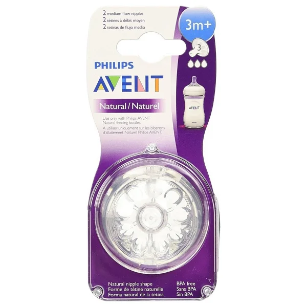 Philips Avent Natural Biberon Emziği Silikon 3 Delik Akış İle 2'li Set +3 Ay Kullanım - Görsel 3