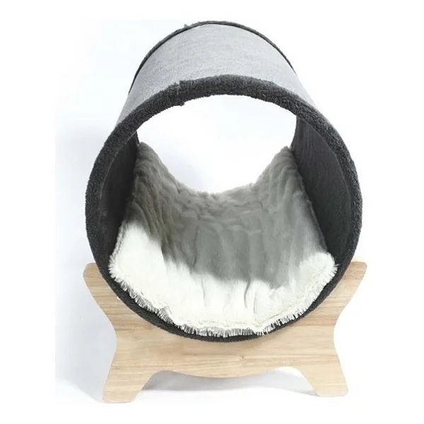 M-Pets Tunnel Elevated 47x47x26 Cm Ahşap Ayaklı Gri Kedi Yatağı - Görsel 2