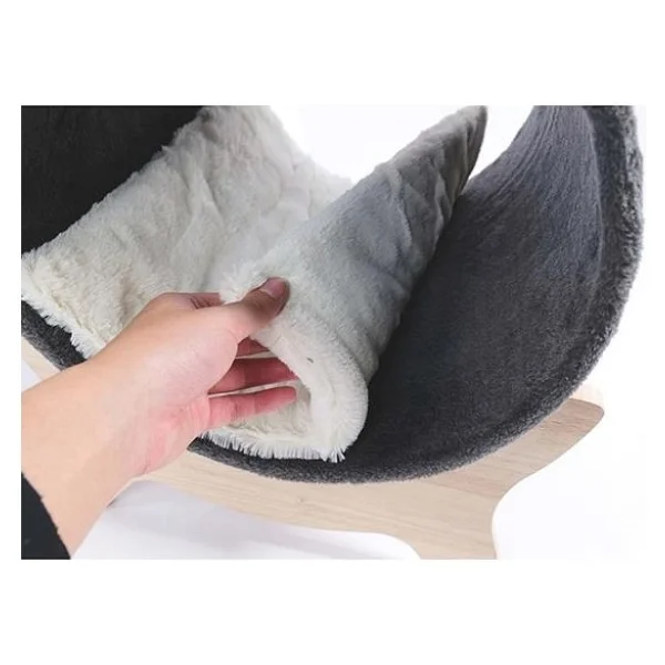 M-Pets Tunnel Elevated 47x47x26 Cm Ahşap Ayaklı Gri Kedi Yatağı - Görsel 4