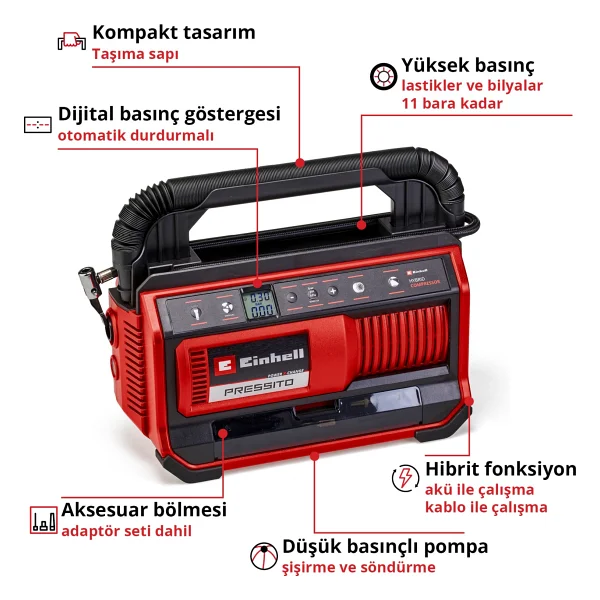 Einhell Pressito 18/25 Hybrid Kompresör - Görsel 2