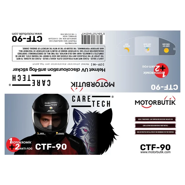 Caretech Buğu Önleyici Ctf-90 Motosiklet Kask Cam Fotokromik Film - Görsel 7